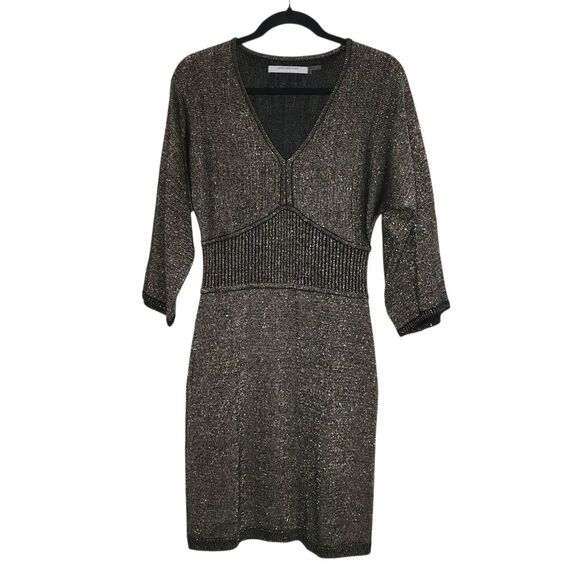 Marc New York Andrew Marc Metallic Dress Kimono Bodycon Knit Stretchy Shimmer M - Picture 3 of 16